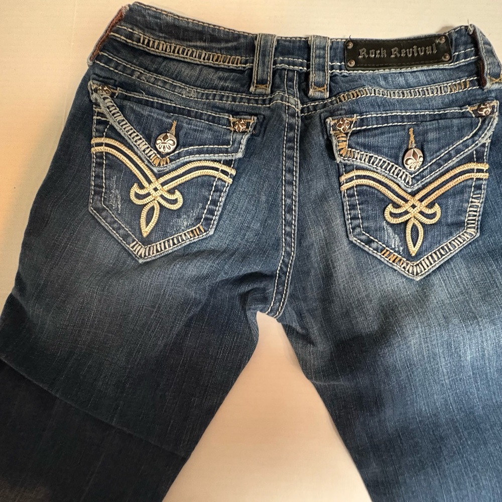 Rock Revival Dark Wash Elaina Boot Cut Jeans Vintage Wash Size 28 - Picture 8 of 16